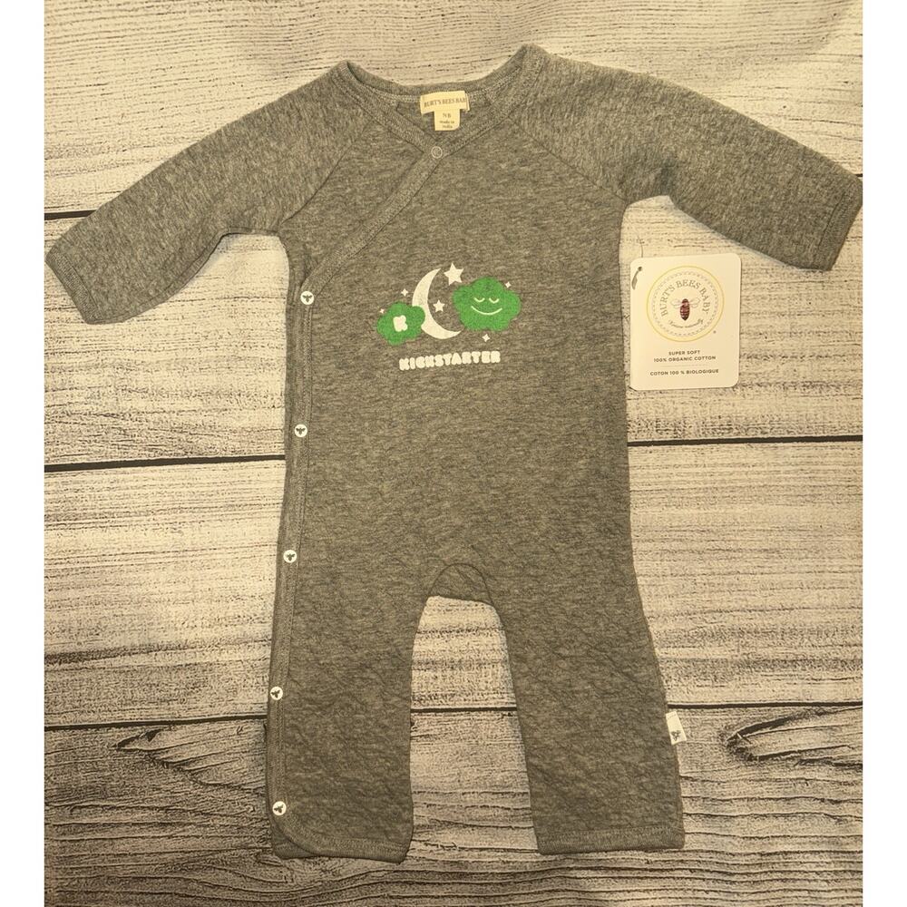 NWT Newborn Burt's Bees Baby organic cotton sleep & play outfit Gray